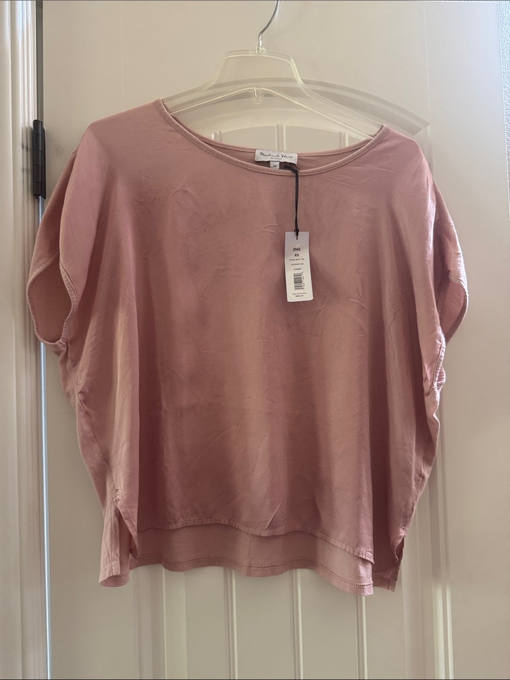 NWT Michael Stars Elena Boxy Tee satin/knit mix size xs